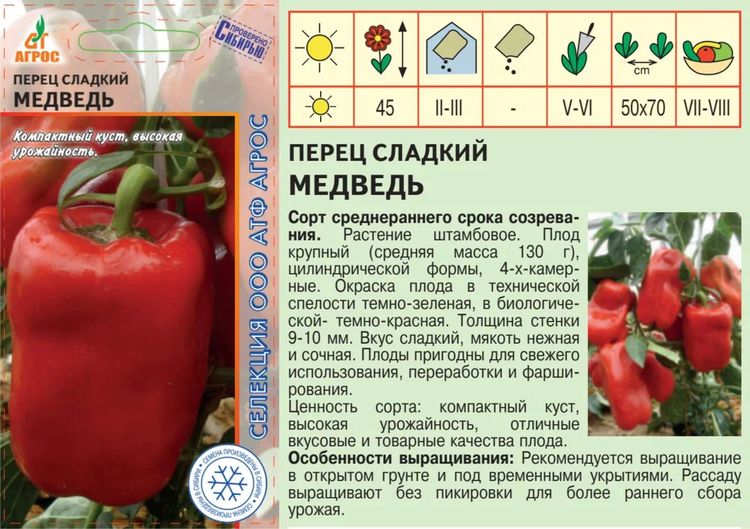 Перец медвежья лапа описание сорта фото Семена Перец сладкий Медведь: описание сорта, фото - купить с доставкой или почт