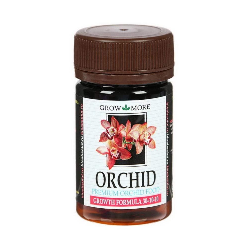 

Удобрение для орхидей GROW MORE ORCHID GROWTH FORMULA 30-10-10, порошок розового цвета, 25 г